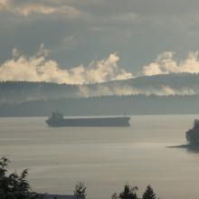 Freighter waiting in Nanaimo Harbour